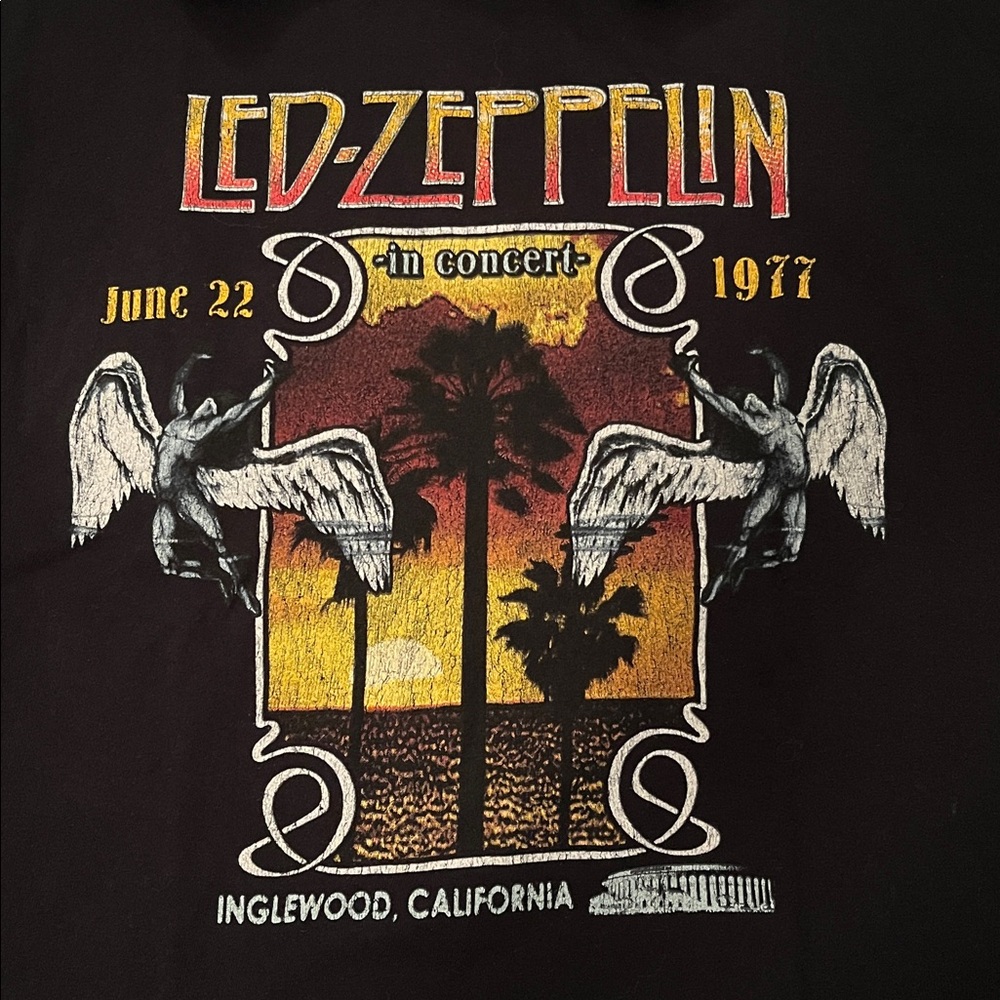 Led Zeppelin Black Graphic T-Shirt Angels Inglewood LA Forum California CA - Picture 4 of 7